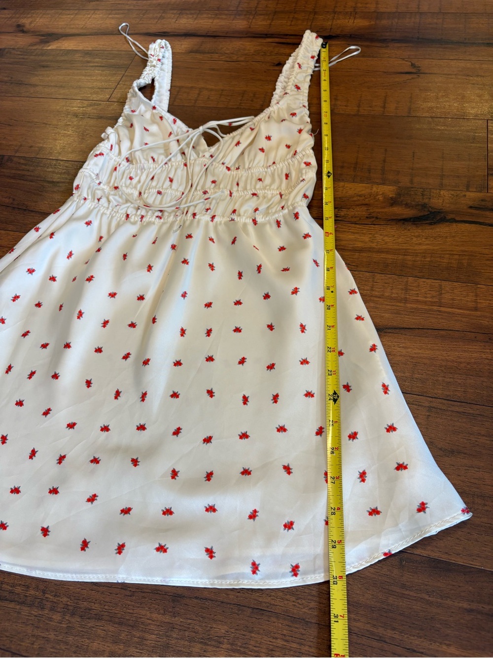 Zara Floral Satin Mini Dress Size XS Red Cream Cottagecore EUC - Picture 2 of 8